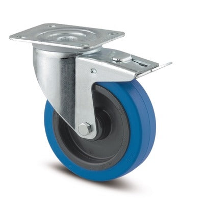 ALPHA, PLACA GIRATORIA FRENOT GOMA ELASTICA AZUL RODILLOS 100MM, 320KG